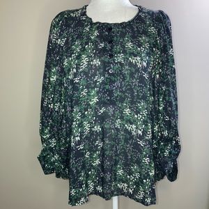 Apiece Apart Ballon Sleeve Floral Top Green 4